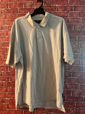 Nike Men's Beige and White Striped Polo Shirt size XXL (rm86)
